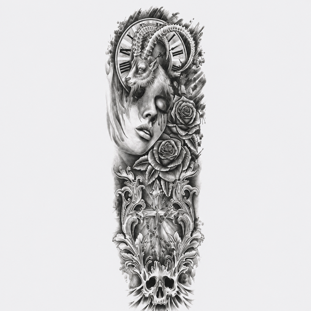 Bélier Horloge & Femme Roses