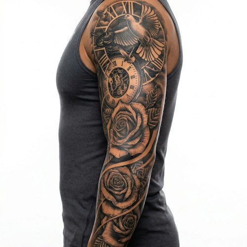 Horloge, Colombe & Roses