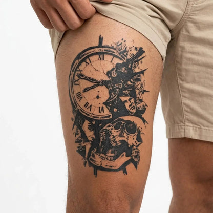 Horloge Brisée & Crâne