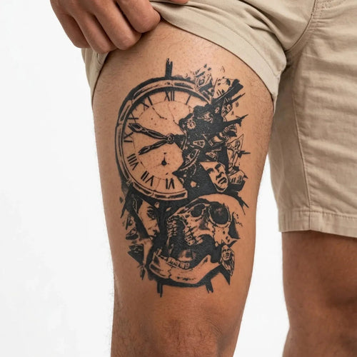 Horloge Brisée & Crâne