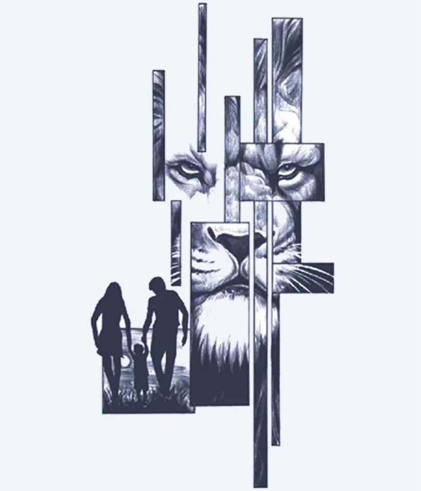 Lion & Silhouette Familiale