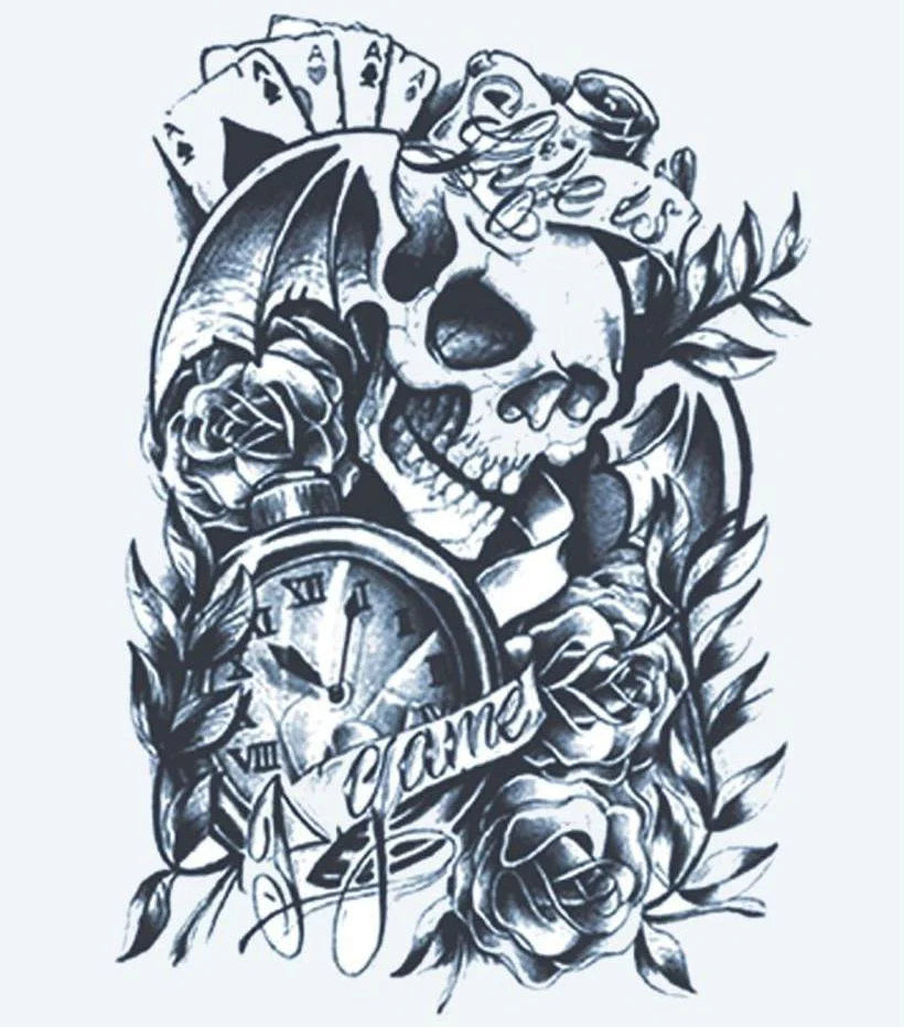 Crâne, Horloge & Cartes