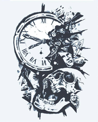Horloge Brisée & Crâne