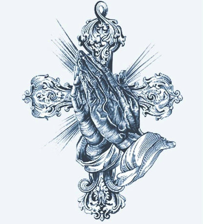 Mains en Prière & Croix Ornée